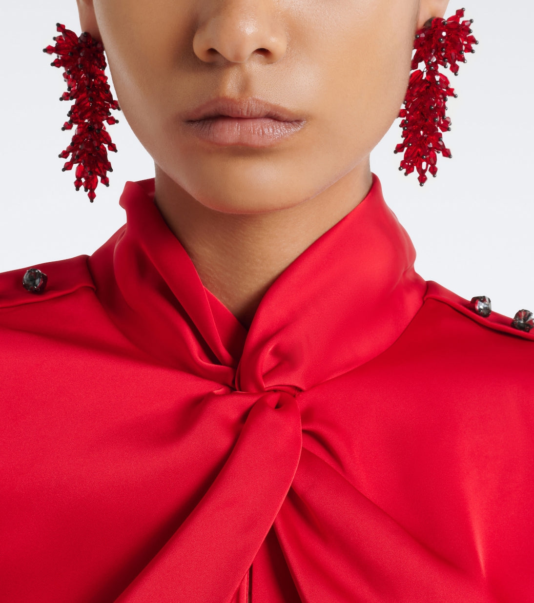 Self-Portrait - Embellished drop earrings