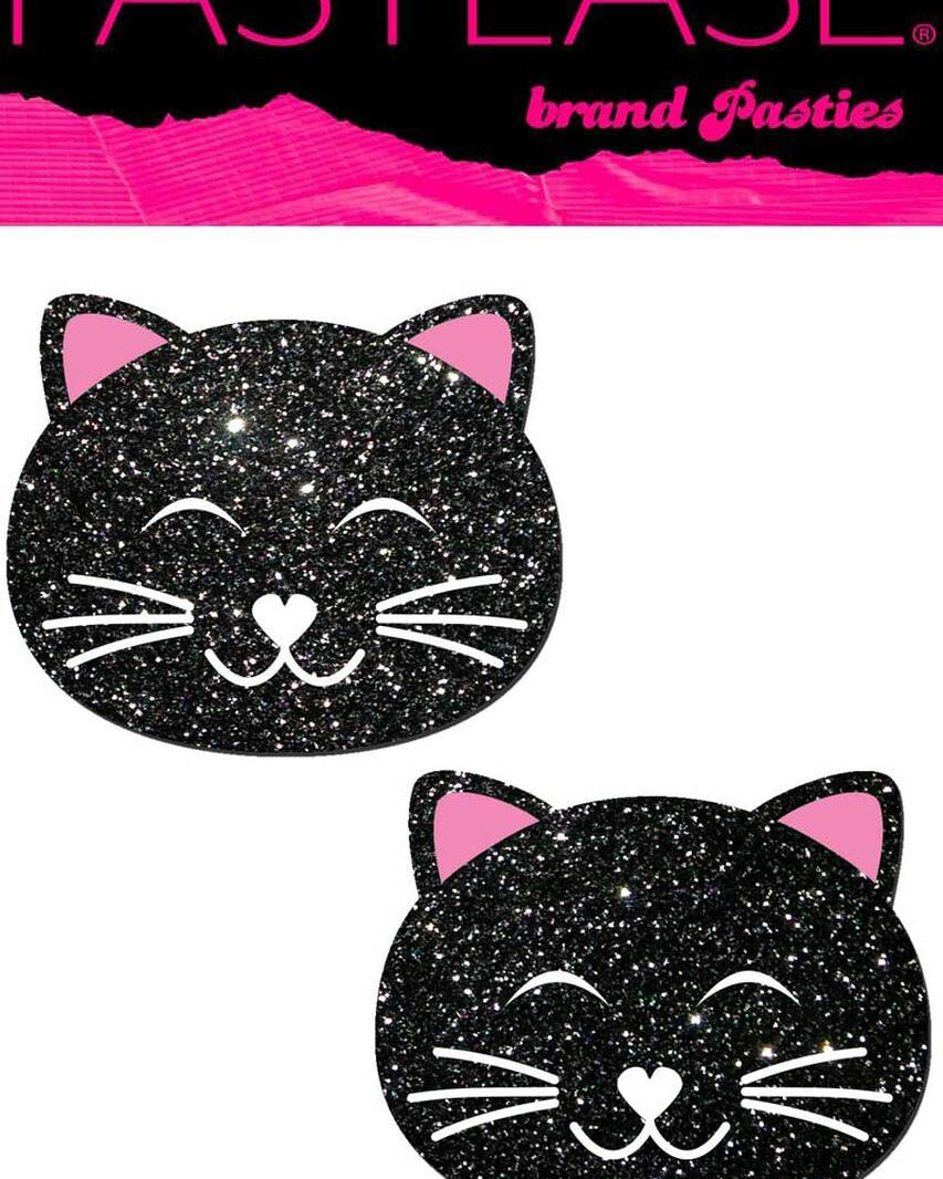 Black Glitter Kitty Cat Pasties