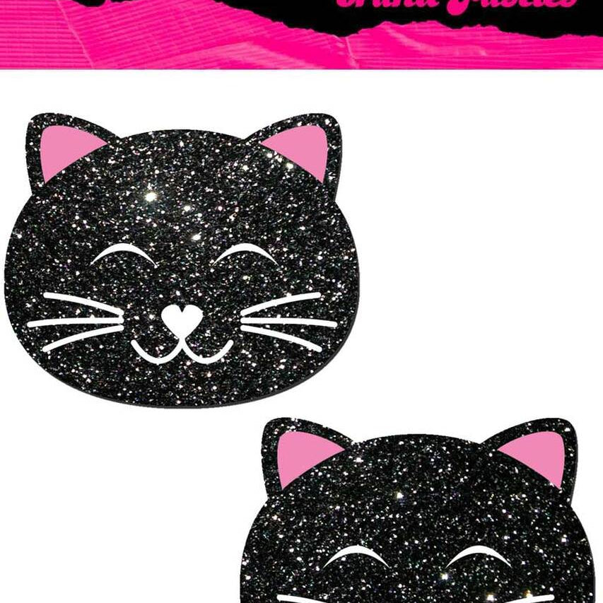 Black Glitter Kitty Cat Pasties