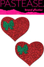 Red Glitter Heart with Bow Pasties