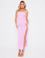 Textured Bandeau Side Split Detail Midaxi Dress Lilac