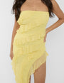 Frill Detail Asymmetric Midaxi Dress Yellow