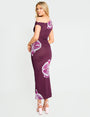 Asymmetric One Shoulder Floral Maxi Dress Burgundy