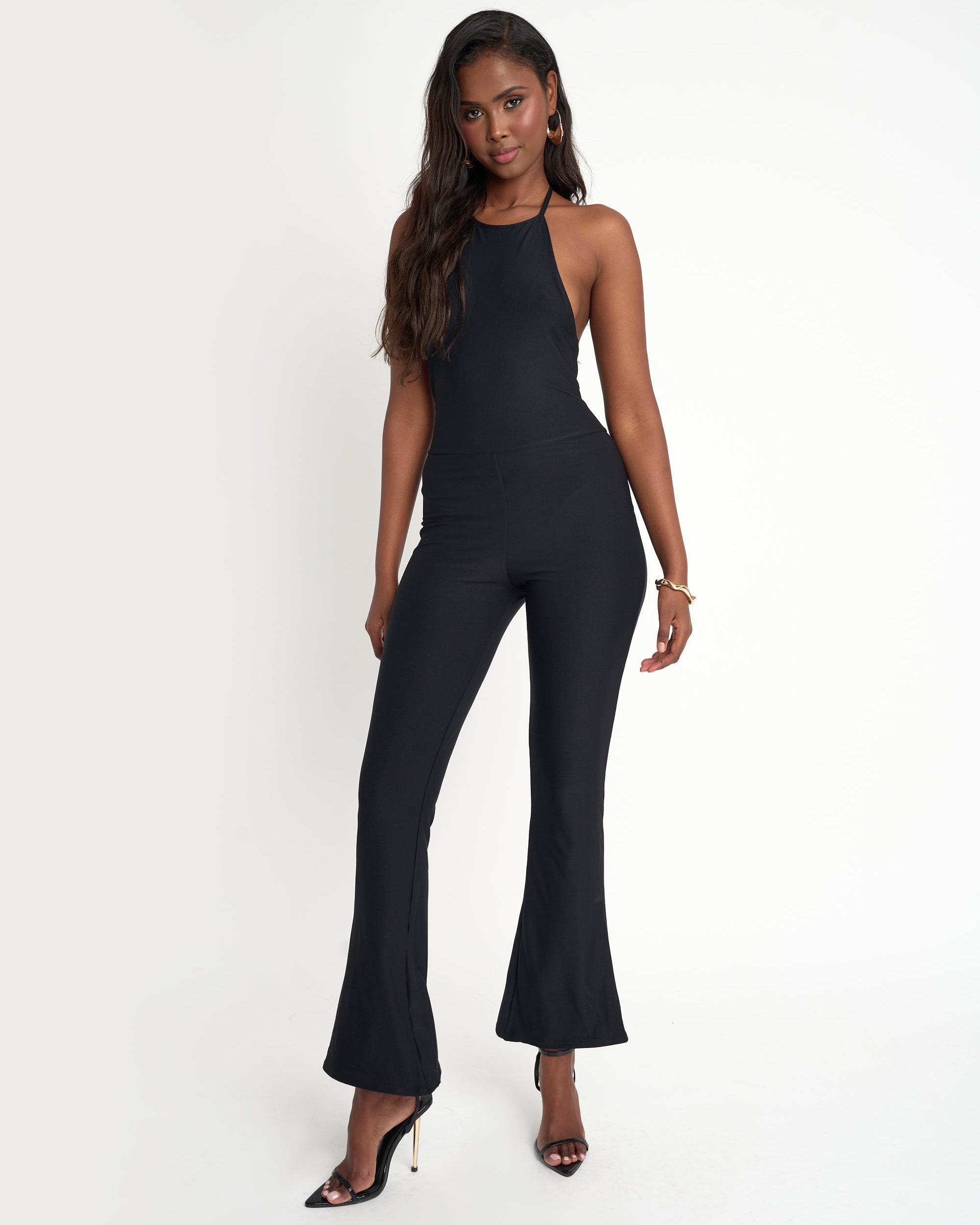 Tie Back Luxe Slinky Jumpsuit Black