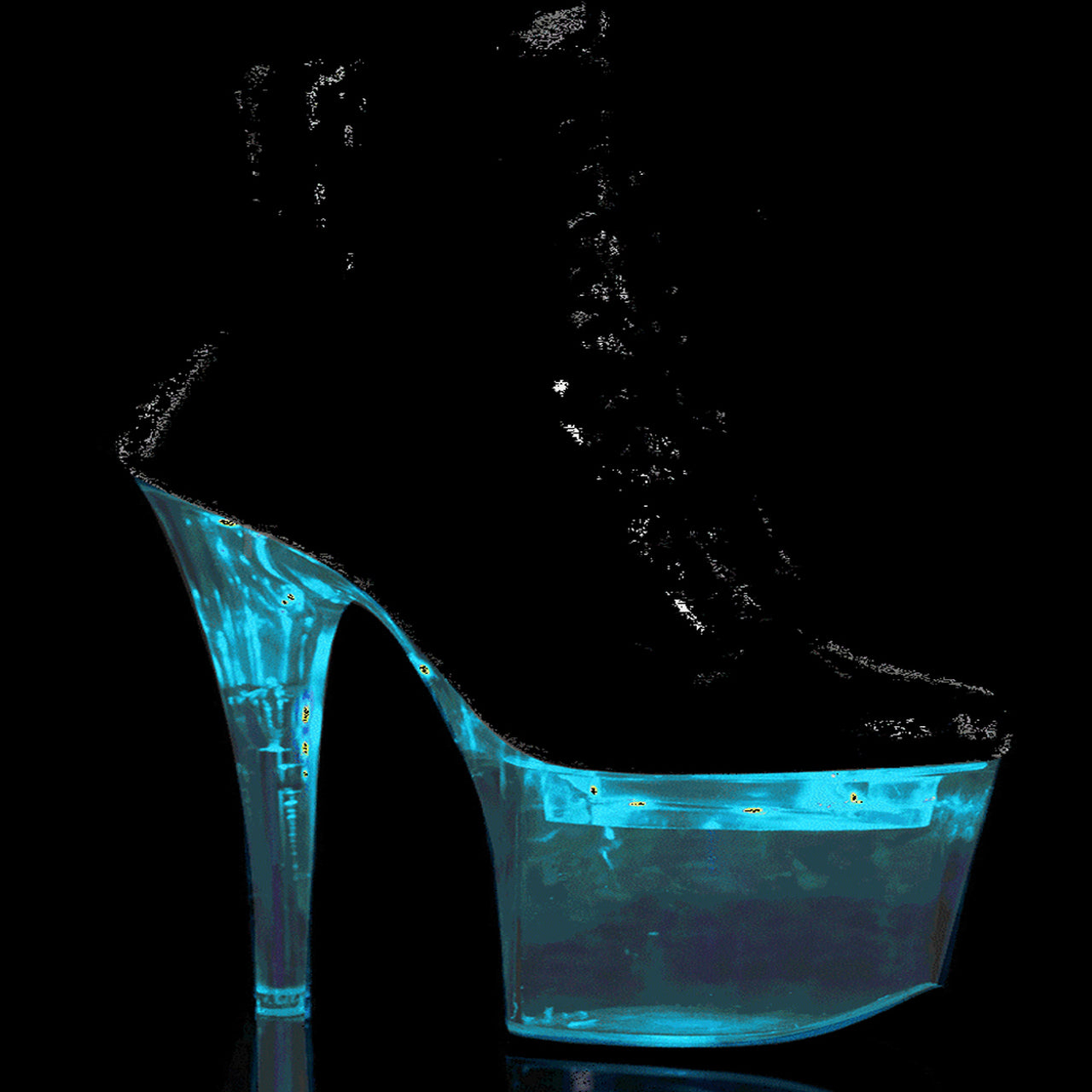 8" Heel Clear-Black Ankle Booties*