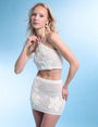 Floral Embroidered Crochet Mini Skirt Co Ord Ivory