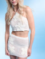 Floral Embroidered Crochet Mini Skirt Co Ord Ivory