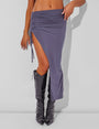 Slinky Ruched Side Maxi Skirt Charcoal Grey