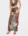 Printed Mesh Maxi Skirt Multi