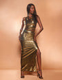 Sequin Maxi Skirt Gold