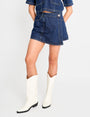 Front Wrap Denim Skort Dark Blue