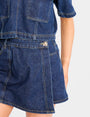 Front Wrap Denim Skort Dark Blue