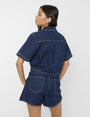 Front Wrap Denim Skort Dark Blue