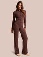 Rib Button Through Long Sleeve Top Chocolate