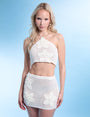 Floral Embroidered Crochet Crop Top Co Ord Ivory