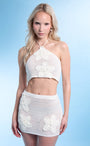 Floral Embroidered Crochet Crop Top Co Ord Ivory