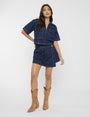 Front Wrap Denim Skort Dark Blue