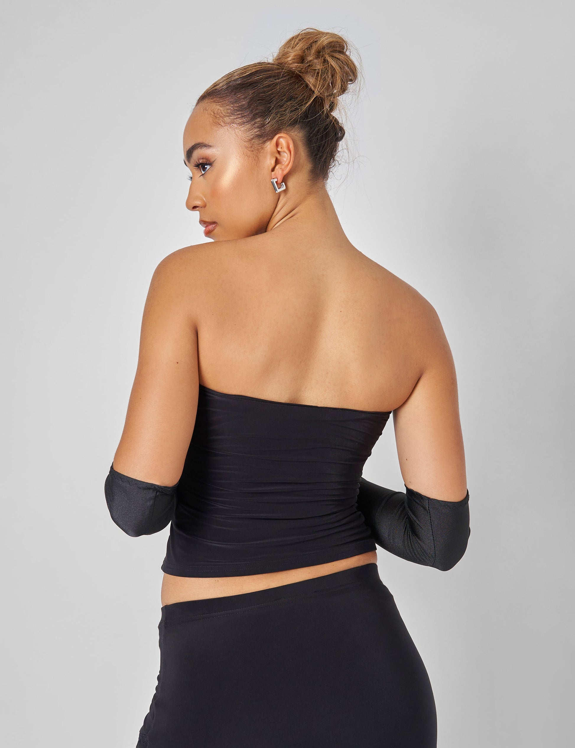 Public Desire Lace Hook and Eye Bandeau Top Co-ord in Black