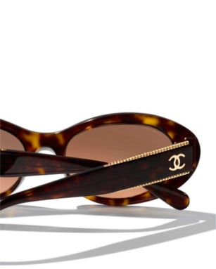 CHANEL CH5515 oval-frame tortoiseshell acetate sunglasses
