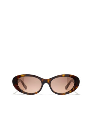 CHANEL CH5515 oval-frame tortoiseshell acetate sunglasses