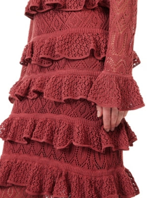 ZIMMERMANN Lace Frill Knit Maxi Dress