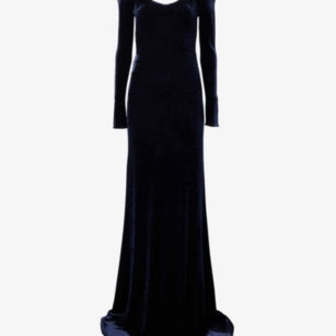 ALAIA Curved Neckline Velvet Maxi Dress