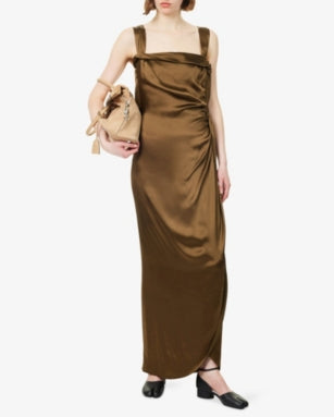 MAISON MARGIELA Draped Open-Back Satin Maxi Dress