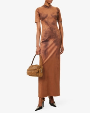 ACNE STUDIOS Dueda Printed Faux-Suede Maxi Dress