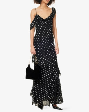SELF PORTRAIT Polka Dot-Print Georgette Maxi Dress