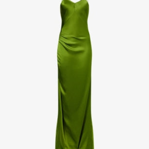 Draped Backless Satin Maxi Dress