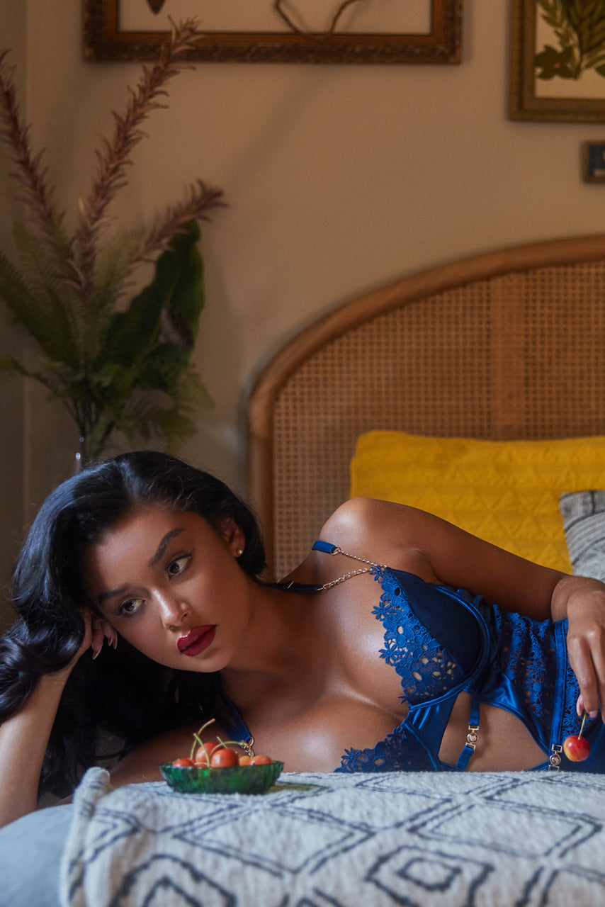 Embroidered Lace and Satin Bustier