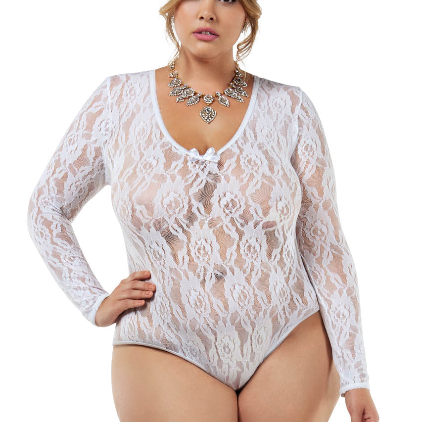 Plus Size Adore White Lace Teddy