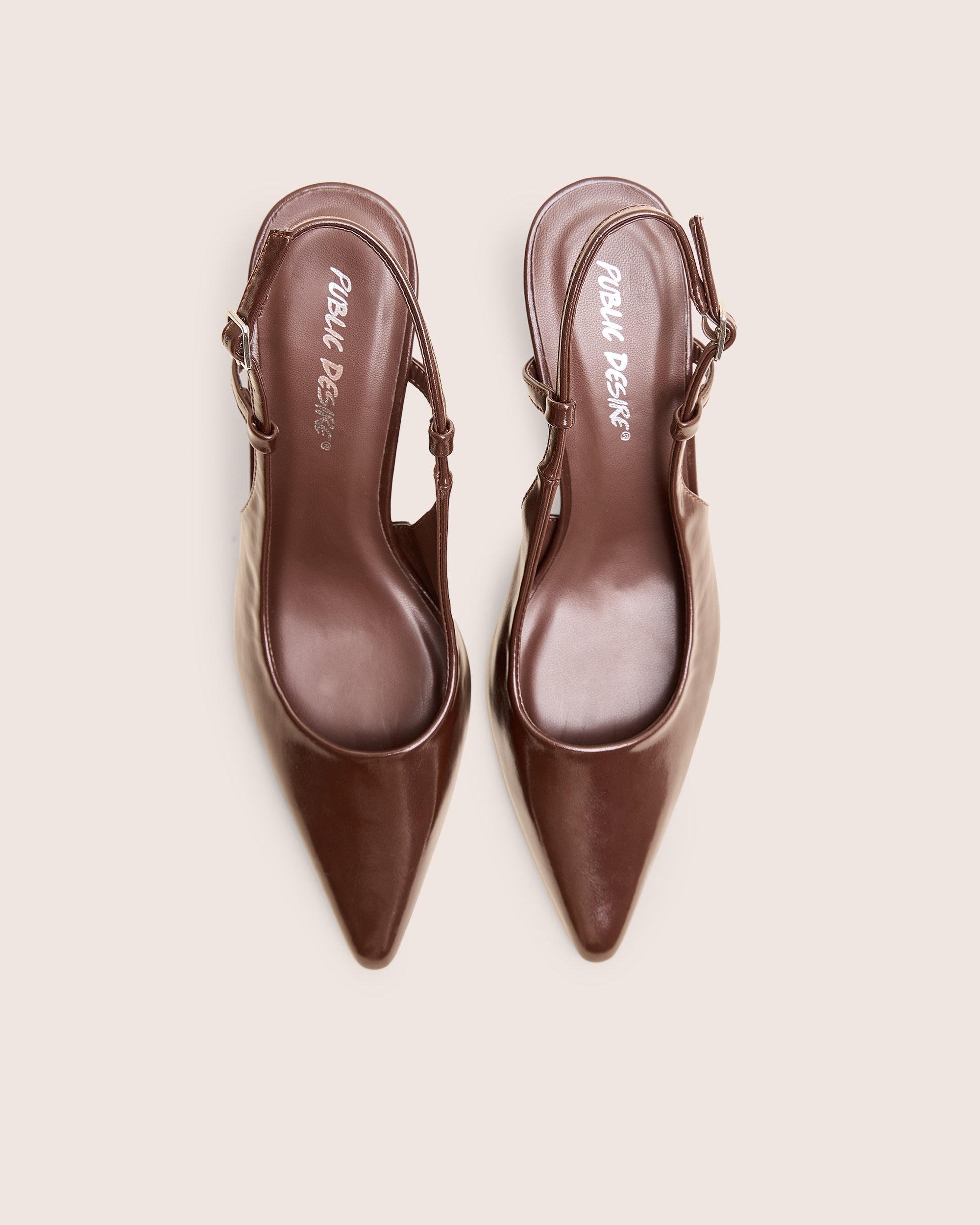 Salsa Chocolate Sling Back Pointed Toe Heels