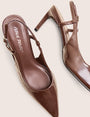 Salsa Chocolate Sling Back Pointed Toe Heels