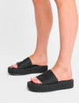 Sangria Black Woven Flatform Sandals