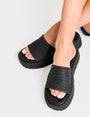 Sangria Black Woven Flatform Sandals