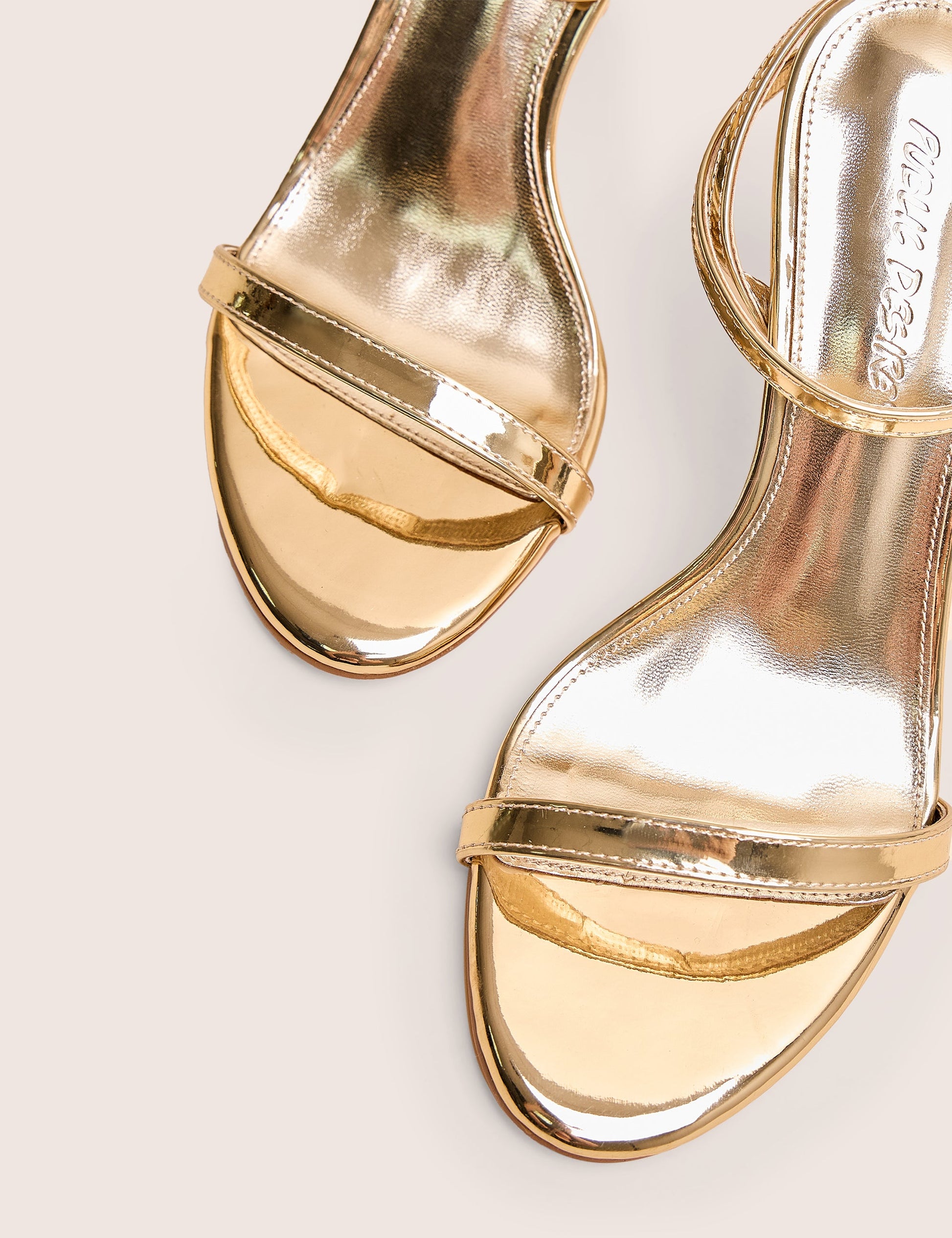 Selene Gold Curved Heels Barely There