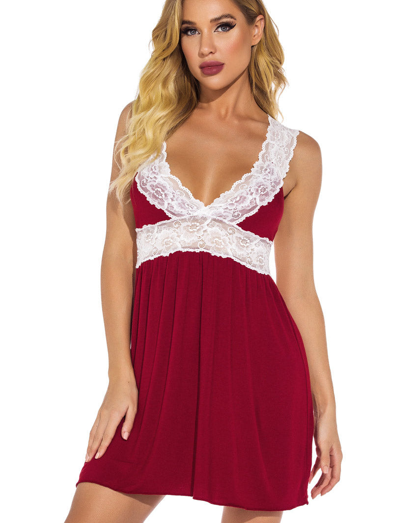 Jersey Knit and Lace Babydoll