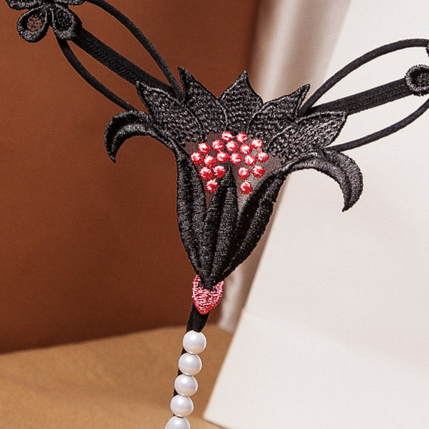 Embroidered Lily Crotchless Panty