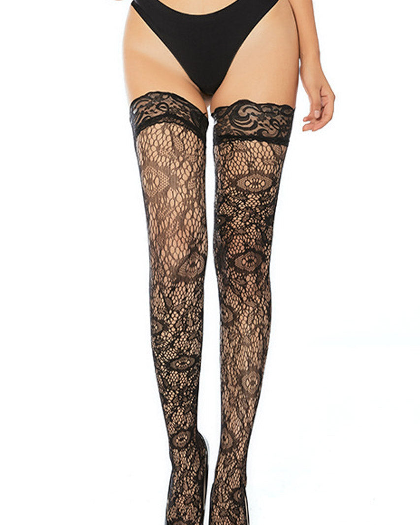 Patterned Fishnet Thigh Highs