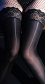 Shiny Sheer Stockings with Lace
