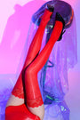 Shiny Sheer Stockings with Lace