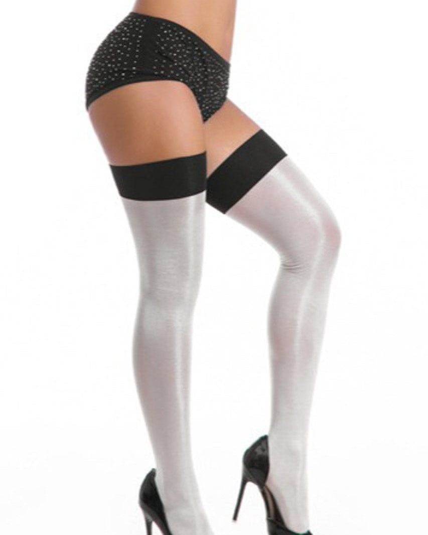 Shiny Contrast Thigh Highs