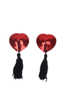 Red Sequin Heart Tassel Pasties