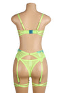 Neon Lace Bra and Garter Set