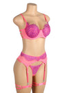 Neon Lace Bra and Garter Set