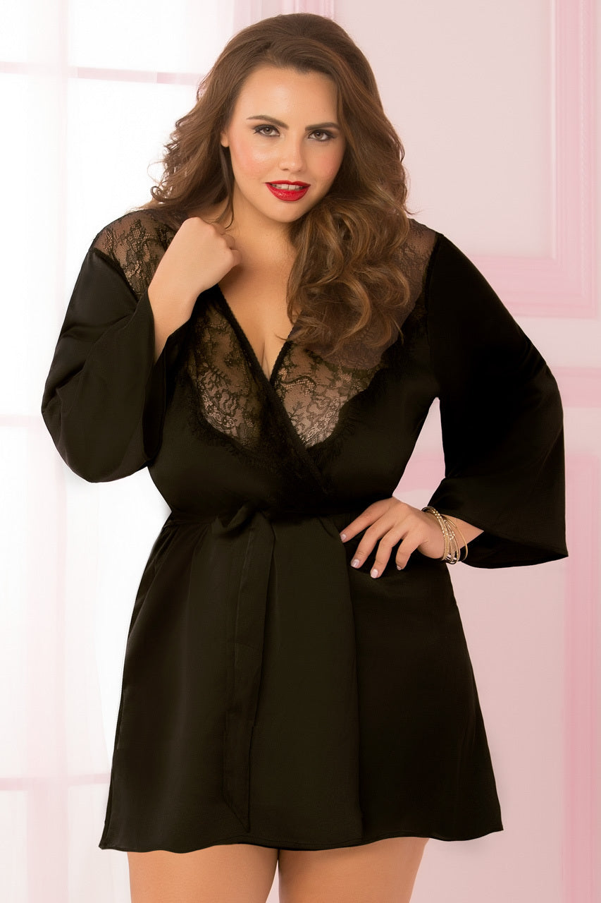 Plus Size Romantic Eyelash Lace Robe