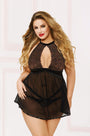 Plus Size High Neck Keyhole Babydoll