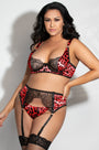 Plus Size Leading Lady Satin Leopard Bra Set