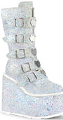 White Multi Glitter 5.5" Platform Mid-Calf Boots*